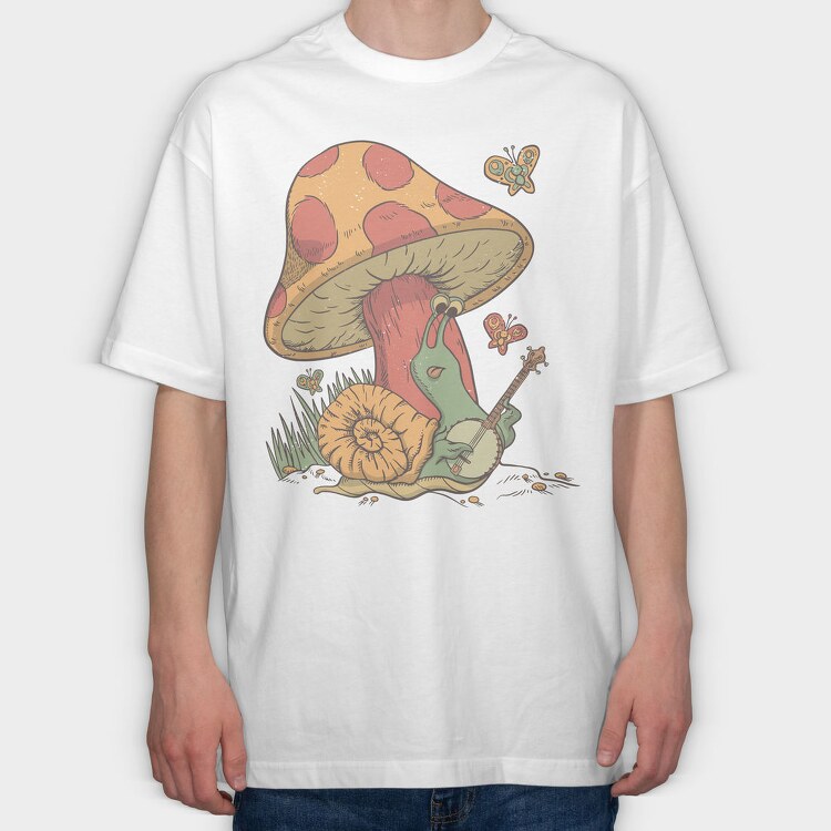 Cottagecore Snail, Tricou Oversize Barbati (Unisex)