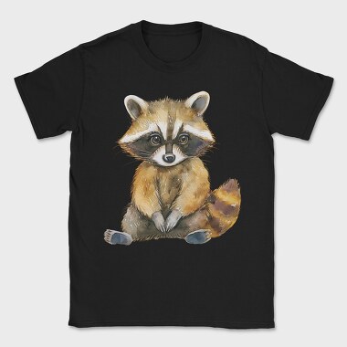 Raccoon Sitting Illustration, Tricou Barbati (Unisex)