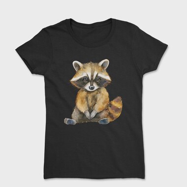 Raccoon Sitting Illustration, Tricou Femei