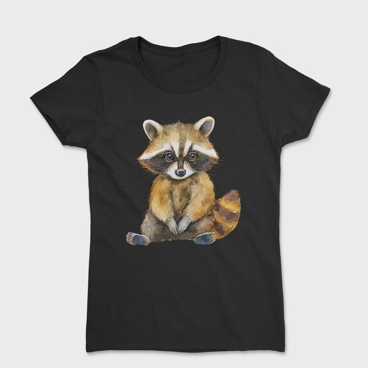 Raccoon Sitting Illustration, Tricou Femei