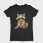 Raccoon Sitting Illustration, Tricou Femei