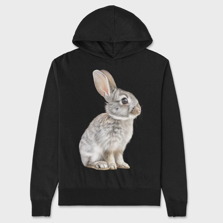 Rabbit Sitting Calm, Hanorac Oversize Barbati (Unisex)
