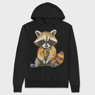 Raccoon Sitting Illustration, Hanorac Oversize Barbati (Unisex)