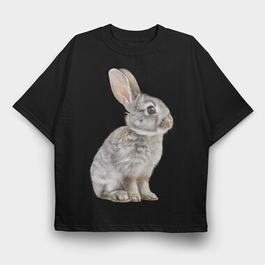 Rabbit Sitting Calm, Tricou Oversize Barbati (Unisex)
