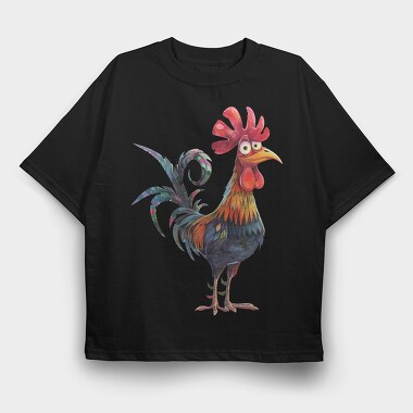 Quirky Rooster Feathers, Tricou Oversize Barbati (Unisex)