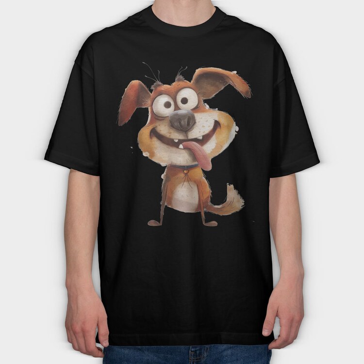 Quirky Dog Smile, Tricou Oversize Barbati (Unisex)