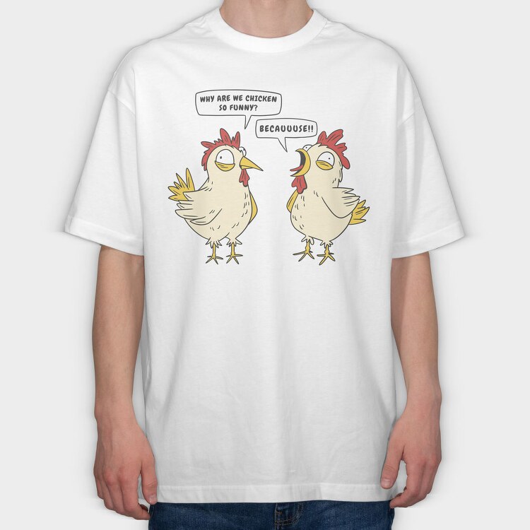 Crazy Funny Chickens, Tricou Oversize Barbati (Unisex)