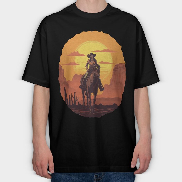 Cowgirl Sunset, Tricou Oversize Barbati (Unisex)