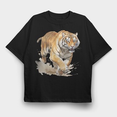 Running Tiger Spirit, Tricou Oversize Barbati (Unisex)