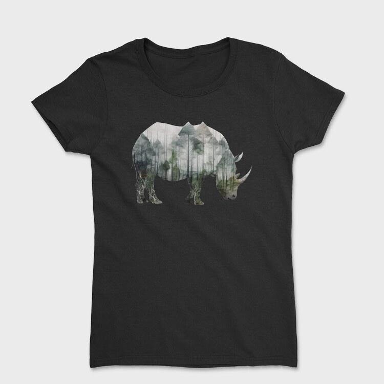 Rhino Forest Silhouette, Tricou Femei