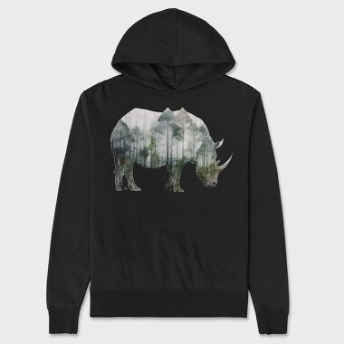 Rhino Forest Silhouette, Hanorac Oversize Barbati (Unisex)