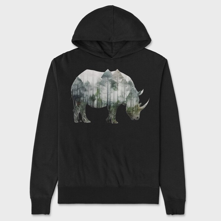 Rhino Forest Silhouette, Hanorac Oversize Barbati (Unisex)