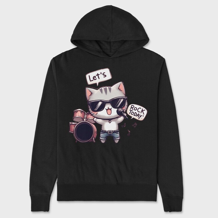 Rock Star Cat, Hanorac Oversize Barbati (Unisex)