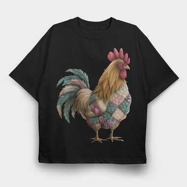 Rooster Patchwork Club, Tricou Oversize Barbati (Unisex)