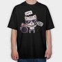 Rock Star Cat, Tricou Oversize Barbati (Unisex)