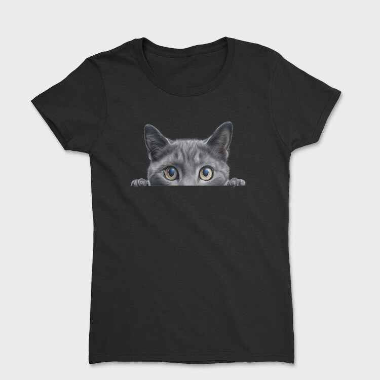 Russian Blue Peeking Cat, Tricou Femei
