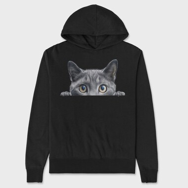 Russian Blue Peeking Cat, Hanorac Oversize Barbati (Unisex)