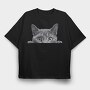Russian Blue Peeking Cat, Tricou Oversize Barbati (Unisex)
