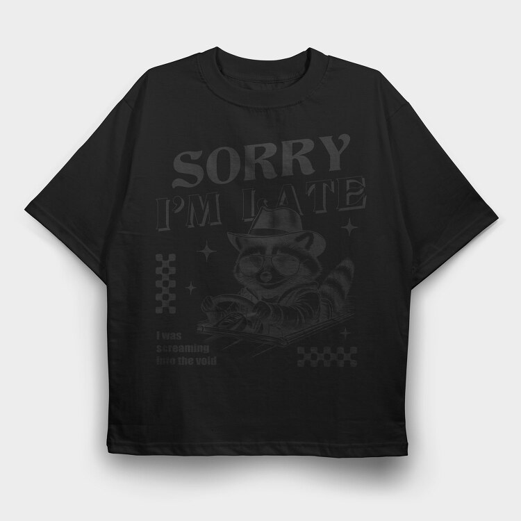 Raccoon Sunglasses Car, Tricou Oversize Barbati (Unisex)
