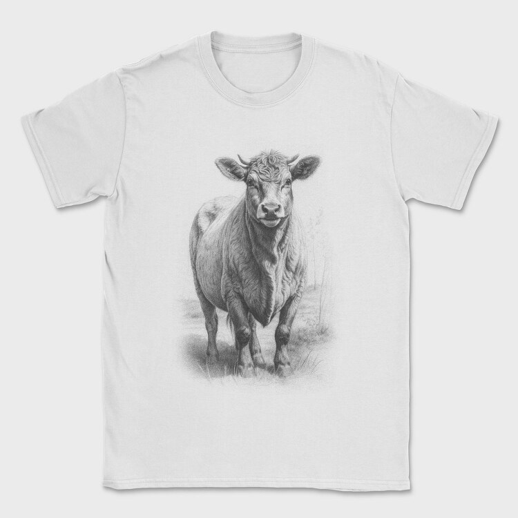 Cow Hand Drawn Style Braunvieh, Tricou Barbati (Unisex)
