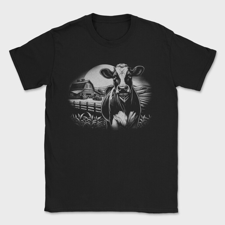 Cow Farm Monochrome, Tricou Barbati (Unisex)