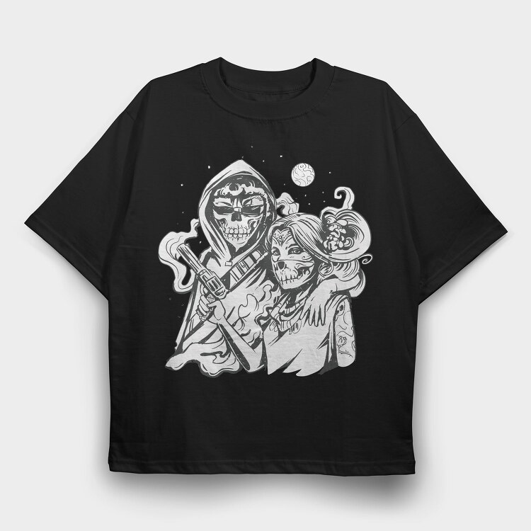 Couple Skeleton Costume, Tricou Oversize Barbati (Unisex)