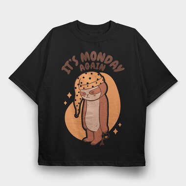 Monday Sloth Cartoon Monday Again, Tricou Oversize Barbati (Unisex)