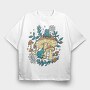 Cottagecore Moshrooms Frogs, Tricou Oversize Barbati (Unisex)