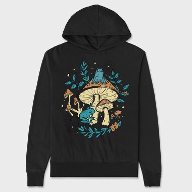 Cottagecore Moshrooms Frogs, Hanorac Oversize Barbati (Unisex)