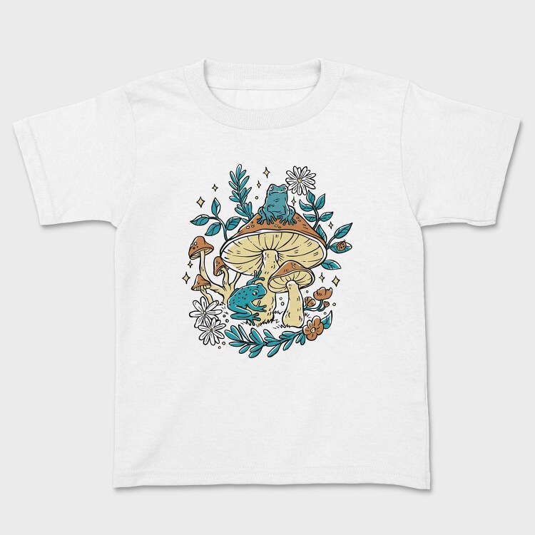 Cottagecore Moshrooms Frogs, Tricou Copii
