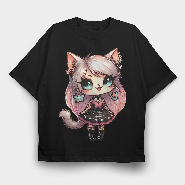 Rockstar Cat Club, Tricou Oversize Barbati (Unisex)