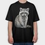 Raccoon Watercolor Clipart, Tricou Oversize Barbati (Unisex)
