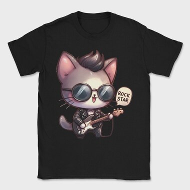 Rockstar Cat Guitarist, Tricou Barbati (Unisex)