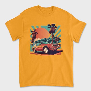 Classic Car Convertible With Scenic, Tricou Barbati (Unisex)