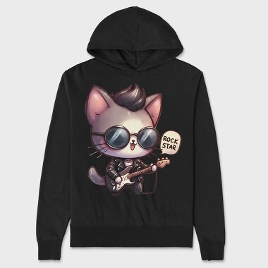 Rockstar Cat Guitarist, Hanorac Oversize Barbati (Unisex)