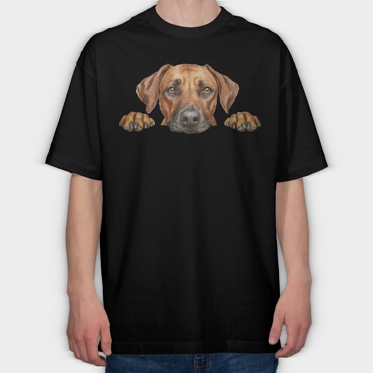 Rhodesian Ridgeback Peek, Tricou Oversize Barbati (Unisex)
