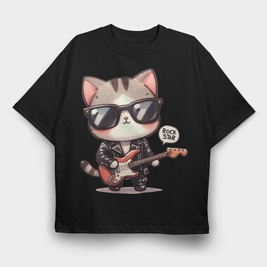 Rockstar Cat Roar, Tricou Oversize Barbati (Unisex)
