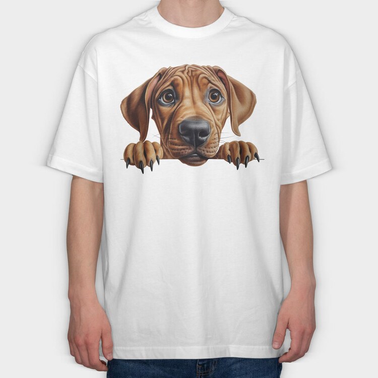 Rhodesian Ridgeback Peeking, Tricou Oversize Barbati (Unisex)