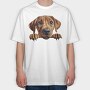 Rhodesian Ridgeback Peeking, Tricou Oversize Barbati (Unisex)
