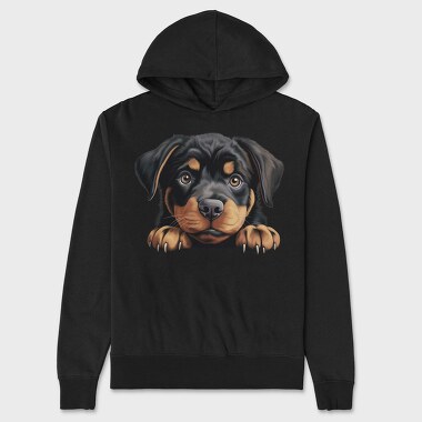 Rottweiler Peeking, Hanorac Oversize Barbati (Unisex)