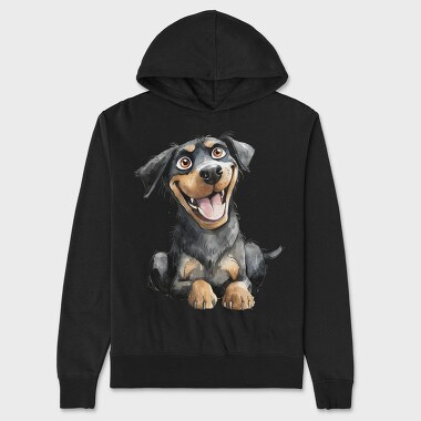 Rottweiler Smile Face, Hanorac Oversize Barbati (Unisex)