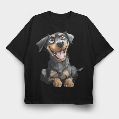 Rottweiler Smile Face, Tricou Oversize Barbati (Unisex)