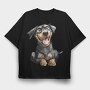 Rottweiler Smile Face, Tricou Oversize Barbati (Unisex)