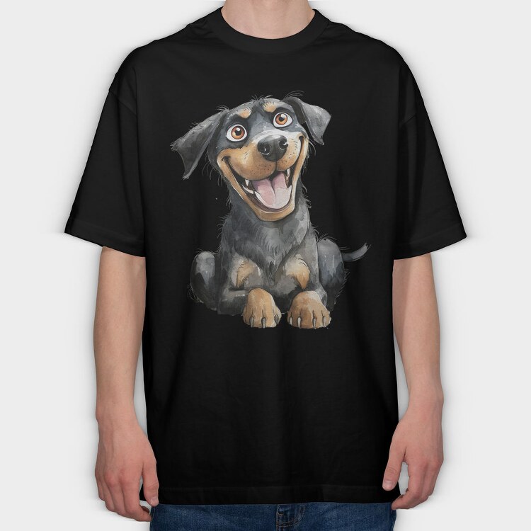 Rottweiler Smile Face, Tricou Oversize Barbati (Unisex)