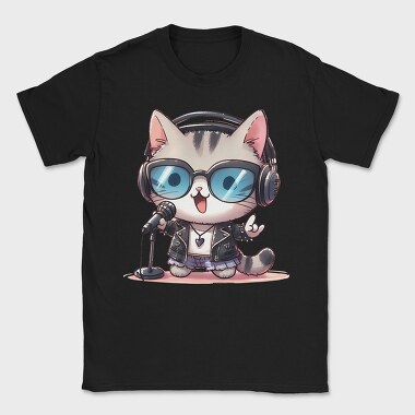 Rock Cat Musician, Tricou Barbati (Unisex)