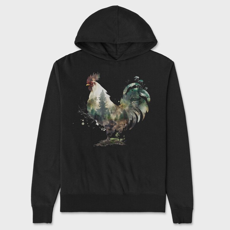 Rooster Forest Symphony, Hanorac Oversize Barbati (Unisex)