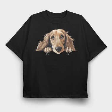 Saluki Peeking, Tricou Oversize Barbati (Unisex)