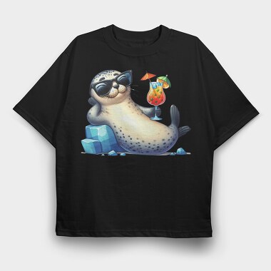 Seal Cocktail Sunglasses, Tricou Oversize Barbati (Unisex)