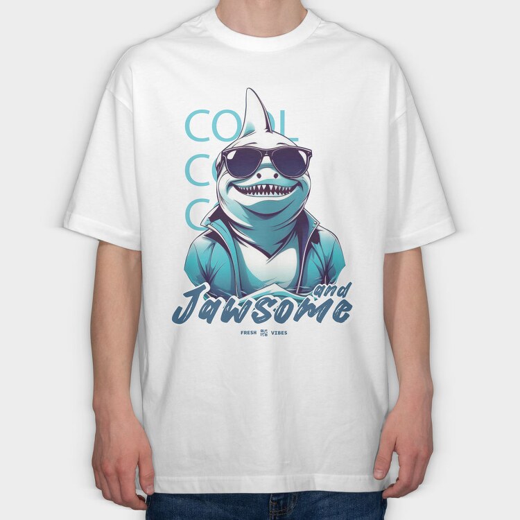 Cool Shark, Tricou Oversize Barbati (Unisex)
