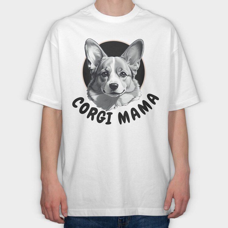 Corgi Mama, Tricou Oversize Barbati (Unisex)